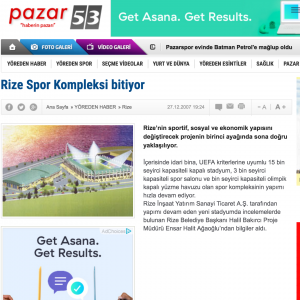 Rize Spor Kompleksi bitiyor.